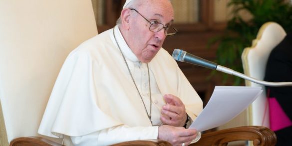 Pope at General Audience in Library - Copyright: Vatican Media