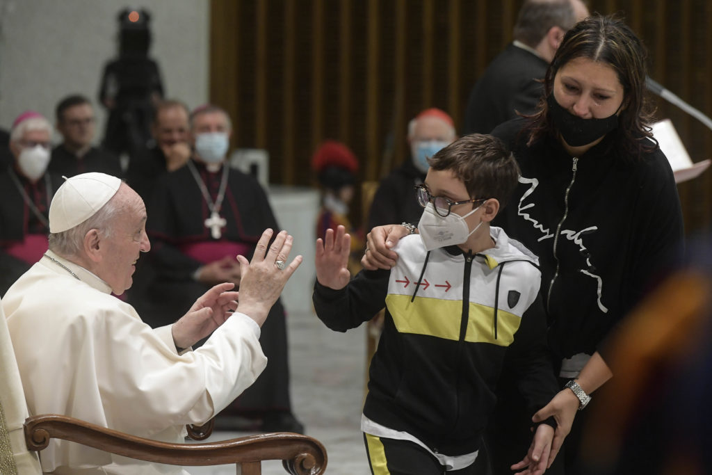 Little Boy Runs Up to Pope Francis at General Audience