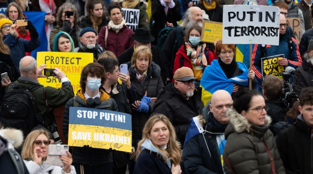 ‘Stand With Ukraine’ Rally in Trafalgar Square, London