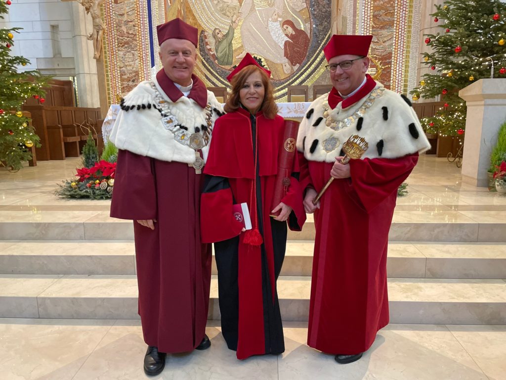 Valentina Alazraki received an honorary doctorate from the Pontifical University of John Paul II in Krakow, Poland